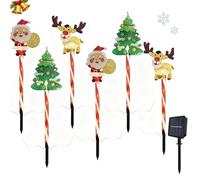 OLYGEE 6-Pack of Moving Christmas Lights, Solar & Battery Power, Courtyard Tree Snowman Reindeer LED Christmas Lights for Yard Garden Pathway Decor (Solar)