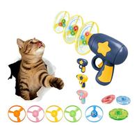 OLYGEE Cat Fetch Toy Launcher, Interactive Cat Toys with Flying Propellers for Indoor Cats, Kitten Hunting Training Fun Play - Exercise Boredom Relief Plaything (Dark Blue)