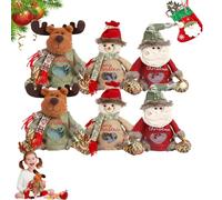 OLYGEE Christmas Bags Zipper Design, Christmas Doll Bags, Reusable Fabric Bag with Drawstring, Can Hold 500g Apples, Small Fabric Gift Bags for Presents Candy Fruit and Festival (6pcs)