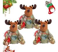 OLYGEE Christmas Bags Zipper Design, Christmas Doll Bags, Reusable Fabric Bag with Drawstring, Can Hold 500g Apples, Small Fabric Gift Bags for Presents Candy Fruit and Festival (3pcs-c)