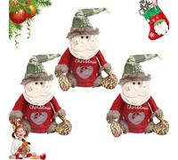 OLYGEE Christmas Bags Zipper Design, Christmas Doll Bags, Reusable Fabric Bag with Drawstring, Can Hold 500g Apples, Small Fabric Gift Bags for Presents Candy Fruit and Festival (3pcs-a)
