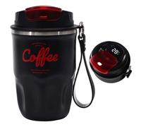 OLYGEE Coffee Vacuum Flask, Stainless Steel Insulated Water Bottle with Handle & Lid, Portable Travel Coffee Mug Keeps Hot Cold Drinks for Commute Camping Office (Black)