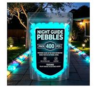 OLYGEE Colorful Glow in the Dark Garden Stones, Night Guide Pebbles - Luminous Rocks for Landscaping, Outdoor Decor, Aquarium, Patio, Yard (Blue,400pcs)