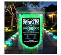 OLYGEE Colorful Glow in the Dark Garden Stones, Night Guide Pebbles - Luminous Rocks for Landscaping, Outdoor Decor, Aquarium, Patio, Yard (Green,400pcs)