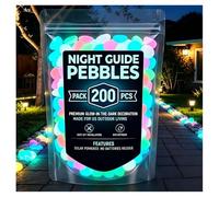 OLYGEE Colorful Glow in the Dark Garden Stones, Night Guide Pebbles - Luminous Rocks for Landscaping, Outdoor Decor, Aquarium, Patio, Yard (Colorful,200pcs)