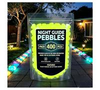 OLYGEE Colorful Glow in the Dark Garden Stones, Night Guide Pebbles - Luminous Rocks for Landscaping, Outdoor Decor, Aquarium, Patio, Yard (Yellow,400pcs)