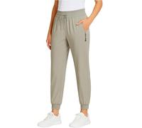 OLYGEE Comfy Pants Women Stretch Active, Fit Quick Drying Ice Silk Comfort Casual Travel, Pant for Work, Travel, Yoga (S,Khaki)