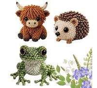 OLYGEE DIY 3D Beaded Animal & Bird Kit - Tiny Handmade Bead Art for Teens and Adults, Creative Miniature Craft Set (3pcs-D)