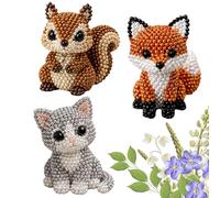 OLYGEE DIY 3D Beaded Animal & Bird Kit - Tiny Handmade Bead Art for Teens and Adults, Creative Miniature Craft Set (3pcs-E)
