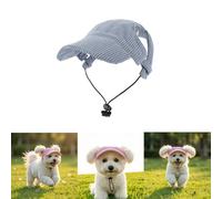 OLYGEE Dog Baseball Cap Summer Beach Visor Hat for Small Medium Large Dogs Adjustable Puppy Sun Hat with Large Ear Holes Lightweight Outdoor Walking Cap for Pets (Blue,X-Large)