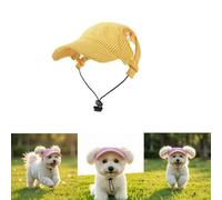 OLYGEE Dog Baseball Cap Summer Beach Visor Hat for Small Medium Large Dogs Adjustable Puppy Sun Hat with Large Ear Holes Lightweight Outdoor Walking Cap for Pets (Yellow,Medium)