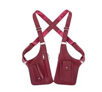 OLYGEE Double Shoulder Armpit Bag - Multi-Pocket Adjustable Underarm Strap, Waterproof PU Leather for Men & Women Outdoor (Red)