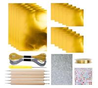 OLYGEE Embossing Foil Sheets-Gold Craft Foil Sheets with 2 Rolls Wire Engraving Tools Artwork Making Kit for Painting Gilding Crafting Decoration for DIY and Crafting Projects