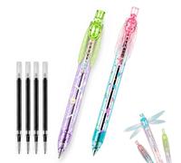 OLYGEE EZNFSW Dragonfly Pen with Moving Wings, Novelty Click Pens for Journaling (2pcs-A)