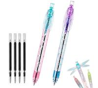 OLYGEE EZNFSW Dragonfly Pen with Moving Wings, Novelty Click Pens for Journaling (2pcs-B)