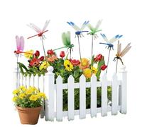 OLYGEE Fake Dragonfly Clips, 3D Dragonfly Garden Stakes for Outdoor Patio Decor, Realistic Fly Deterrent to Keep Flies Away from Dogs & Garden, Weatherproof PVC Ornaments (Blue,10pcs)