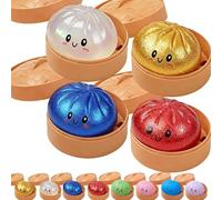 OLYGEE Glitter Dumpling Squishy Mystery Box, Crazy Fun Dumpling Squishy Stress Ball, Anxiety Relief Fidget (4pcs-a)
