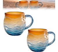 OLYGEE Golden Tide Mug, 2026 New 12-Oz Handcrafted Coffee Sea Glass Ocean Wave Mug, Gift for Ocean Beach Surf Lovers (2pcs)