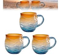 OLYGEE Golden Tide Mug, 2026 New 12-Oz Handcrafted Coffee Sea Glass Ocean Wave Mug, Gift for Ocean Beach Surf Lovers (3pcs)