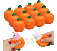 OLYGEE Handmade Pop Up Squeeze Toys Squishy Carrot Rabbit Funny Novelty Fidget Toy Easter Basket Stuffers for Kids Teens (12pcs)
