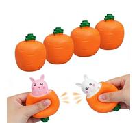 OLYGEE Handmade Pop Up Squeeze Toys Squishy Carrot Rabbit Funny Novelty Fidget Toy Easter Basket Stuffers for Kids Teens (4pcs)