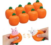 OLYGEE Handmade Pop Up Squeeze Toys Squishy Carrot Rabbit Funny Novelty Fidget Toy Easter Basket Stuffers for Kids Teens (8pcs)
