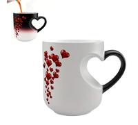 OLYGEE Heart-Shaped Color Changing Magic Ceramic Mug, Reveals Secret Design with Hot Drink - Color-Changing Ceramic Cup, Romantic Surprise Gift