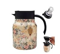 OLYGEE Infinite Tea Pot, Vintage Floral Teapot with Built in Infuser, Stainless Steel Kettles Thermal Carafe with Lid for Hot Drinks (A)