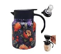 OLYGEE Infinite Tea Pot, Vintage Floral Teapot with Built in Infuser, Stainless Steel Kettles Thermal Carafe with Lid for Hot Drinks (C)
