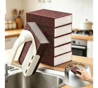 OLYGEE Magic Nano Sponge Decontamination Cleaning Brush - Carborundum Emery Heavy-Duty Scrubber for Rust Removal & Descaling - for Stainless Steel Pans, BBQ Grill, Stove (1*Set)