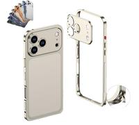 OLYGEE Metal Frame Heat Dissipation Case, Seahorse Buckle Design with Lens Protector Detachable Metal Lens Cap for Iphone 17 Pro Max Case (Titanium)