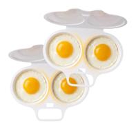 OLYGEE Microwave Egg Poacher with Lid & Handle,Dual Cavity Cooker for Quick (2PCS-BB)
