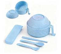 OLYGEE Microwave Ramen Bowl with Lid, Microwave Ramen Cooker, Noodle Cooker for Dorm, Apartment & Office - with Chopsticks, Spoon and Fork, Must-Have for Busy Lifestyles (Blue)