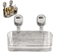 OLYGEE No-Drill Bathroom Suction Storage Box, Large Capacity & Strong Load-Bearing, Corrugated Suction Removable Hanging Storage Holder for Bathroom Wall (# A)