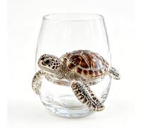OLYGEE Octopus Glass, Artisanal Blue Ringed Octopus Glassware with 3D Ocean Design for Cocktails, Home Bar and Coastal Decor (Turtle)
