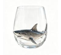 OLYGEE Octopus Glass, Artisanal Blue Ringed Octopus Glassware with 3D Ocean Design for Cocktails, Home Bar and Coastal Decor (Shark)