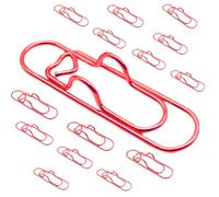 OLYGEE Paper Clip Pen Holder-Paperclip Pen Holder for Notebook 15 Pcs Colors Heart Pen Clip Metal Pencil Clips for Students, Professionals, and Teachers (Red)