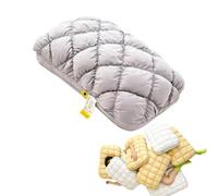 OLYGEE Puff Pillow Marshmallow Soft, Fluffy Cloud-Like Sleeping Pillow for Adults, Quilted Polyester Fiber Fill Bed Pillow for Side and Back Sleepers, 48x74cm 3 Loft Choice (Low,#C)