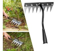 OLYGEE Rateau de Désherbage Berthaus 5/6/7/8 Dents, Outil de Jardinage en Acier au Carbone - Manche Long Robust pour Désherber, Ameublir la Pelouse et Déchaumer - Version 2026 (8 Dents)