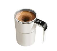 OLYGEE Rechargeable Self-Stirring Mug with Temp Display - Auto-Mixing for Coffee, Tea & Hot Chocolate On-The-Go (Write)