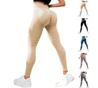 OLYGEE Resistance Band Leggings for Women Anti Cellulite Leggings, High Waisted Butt Lifting Tummy Training for Gym Workout (Apricot,Grand)