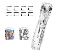 OLYGEE Reusable Desktop Stapler with Clip Dispenser, Portable Binder Clip Stapler - Includes 108 Reusable Clips, Push Clips Fastener for Document Binding, Home Office School Supplies (Write)