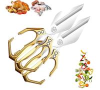 OLYGEE Seattleget Multifunctional Heavy-Duty Kitchen Shears, Professional Kitchen Scissors, Sharp Stainless Steel Poultry Scissors, Effortlessly Cut Through Chicken Bones, Meat, Seafood (Gold,2pcs)