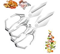 OLYGEE Seattleget Multifunctional Heavy-Duty Kitchen Shears, Professional Kitchen Scissors, Sharp Stainless Steel Poultry Scissors, Effortlessly Cut Through Chicken Bones, Meat, Seafood (Silver,2pcs)