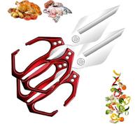 OLYGEE Seattleget Multifunctional Heavy-Duty Kitchen Shears, Professional Kitchen Scissors, Sharp Stainless Steel Poultry Scissors, Effortlessly Cut Through Chicken Bones, Meat, Seafood (Red,2pcs)