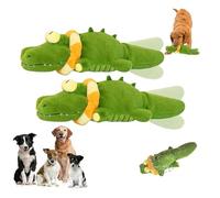 OLYGEE The Mellow Dog - Calming Crocodile Dog Toy, Puppy Toys to Keep Them Busy, Machine Washable USB Charging, Automatic Tail-Wagging Fluffy Gator Plushie Doll for Small, Medium, Large Dogs (2pcs)