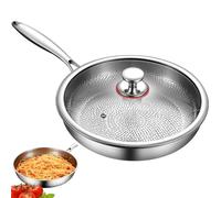 OLYGEE Titanium Pans for Cooking Non Stick, No Coating Non-Titanium Cooking Pan, Dishwasher Extreme Heat-Resistant Hammered Frying Pan with Lid Compatible with All Cooktops (11.02in)