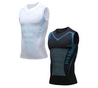 OLYGEE V-Boost V2 Shaping Tank Men, Quick-Drying Wicking Breathable Sleeveless Shirts, Feel the Power of Confidence (Write+Black,x_l)