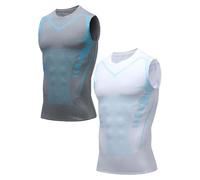 OLYGEE V-Boost V2 Shaping Tank Men, Quick-Drying Wicking Breathable Sleeveless Shirts, Feel the Power of Confidence (Gray+Write,x_l)