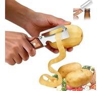 OLYGEE Vegetable Peeler Stainless Steel with Wooden Handle, 2-in-1 Multifunctional Kitchen Tool for Potato Apple Carrot, Ergonomic Fruit Peeler with Bottle Opener (1pcs)